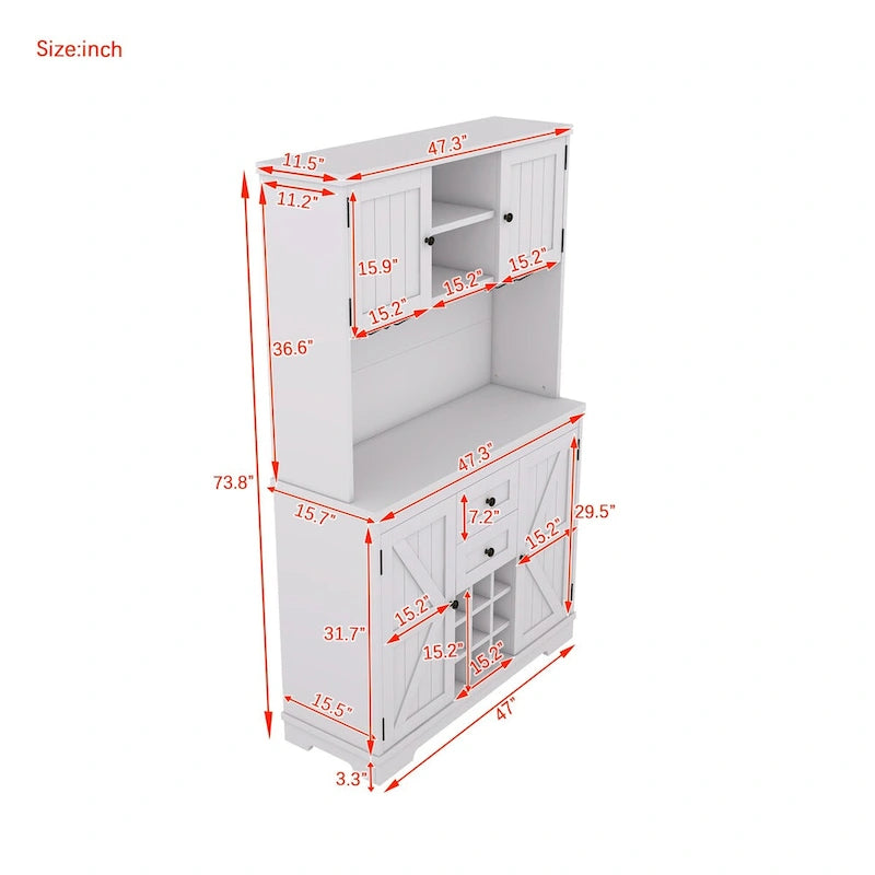 73.8H Kitchen Cabinet with Storage - N/A