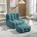 Oaks Aura Fluffy Bean Bag Chair, Super Soft Lazy Sofa Chair With Memory Foam And Ottoman, Indoor Modern Bean Bag Chair