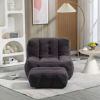 Oaks Aura Fluffy Bean Bag Chair, Super Soft Lazy Sofa Chair With Memory Foam And Ottoman, Indoor Modern Bean Bag Chair