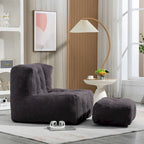 Oaks Aura Fluffy Bean Bag Chair, Super Soft Lazy Sofa Chair With Memory Foam And Ottoman, Indoor Modern Bean Bag Chair