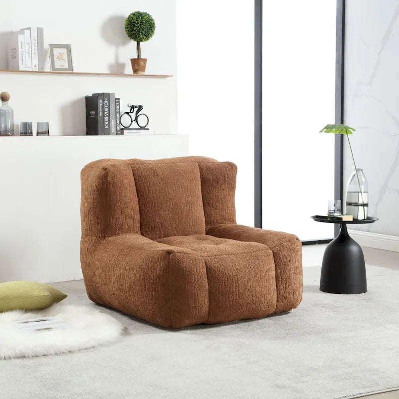 Oaks Aura Fluffy Bean Bag Chair, Super Soft Lazy Sofa Chair With Memory Foam And Ottoman, Indoor Modern Bean Bag Chair