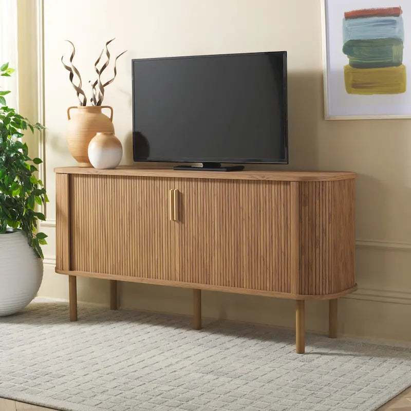 SAFAVIEH Home Tealla 2 Tambour Door Sideboard/Media Stand. - 63Wx18Dx32H