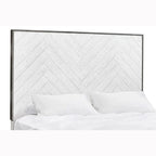 Swids Modern Farmhouse Vintage White Bed with Metal Frame