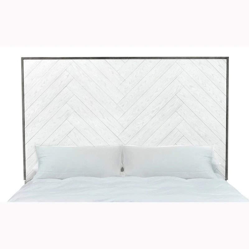 Swids Modern Farmhouse Vintage White Bed with Metal Frame