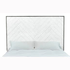 Swids Modern Farmhouse Vintage White Bed with Metal Frame