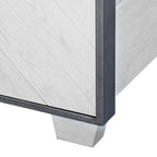 Swids Modern Farmhouse Vintage White Bed with Metal Frame